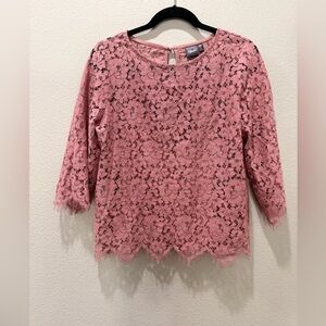 🌸 Rafaella Dusty Pink Lace Blouse – SZ S 🌸